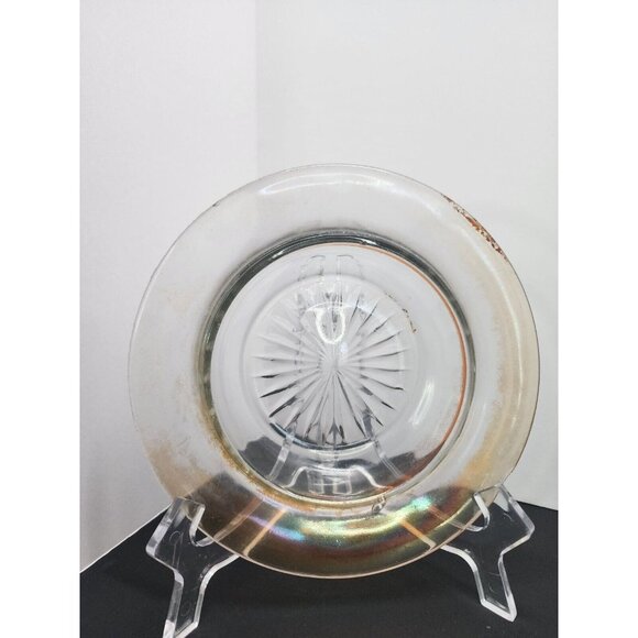 Vintage Clear Glass Sunburst Coaster Ashtray Round MCM - Picture 1 of 8